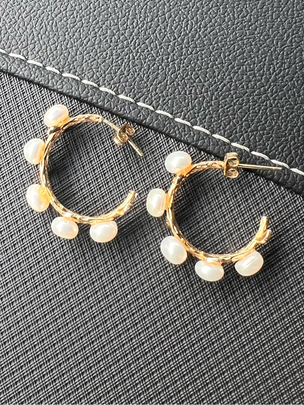 Gold Pearl Hoop Earrings - Women Jewelry Earrings